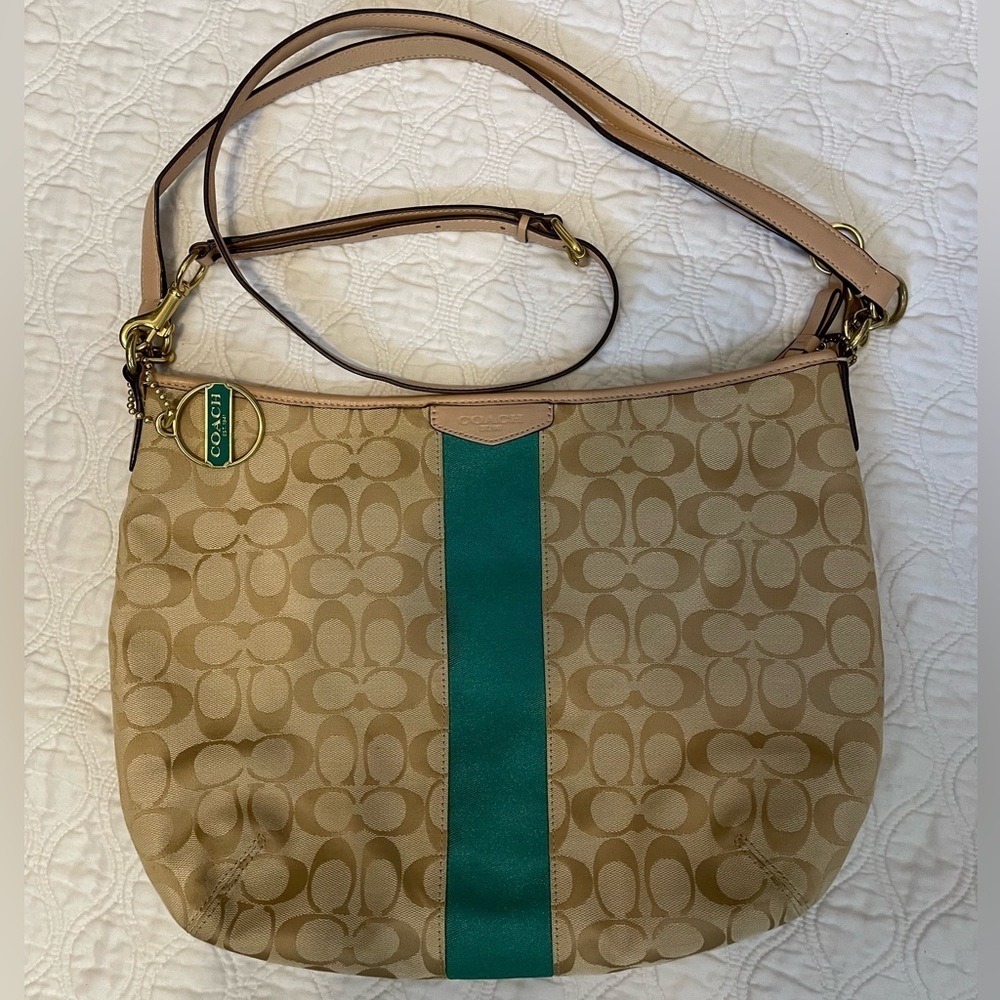 COACH- Signature Stripe Convertible Hobo
Canvas